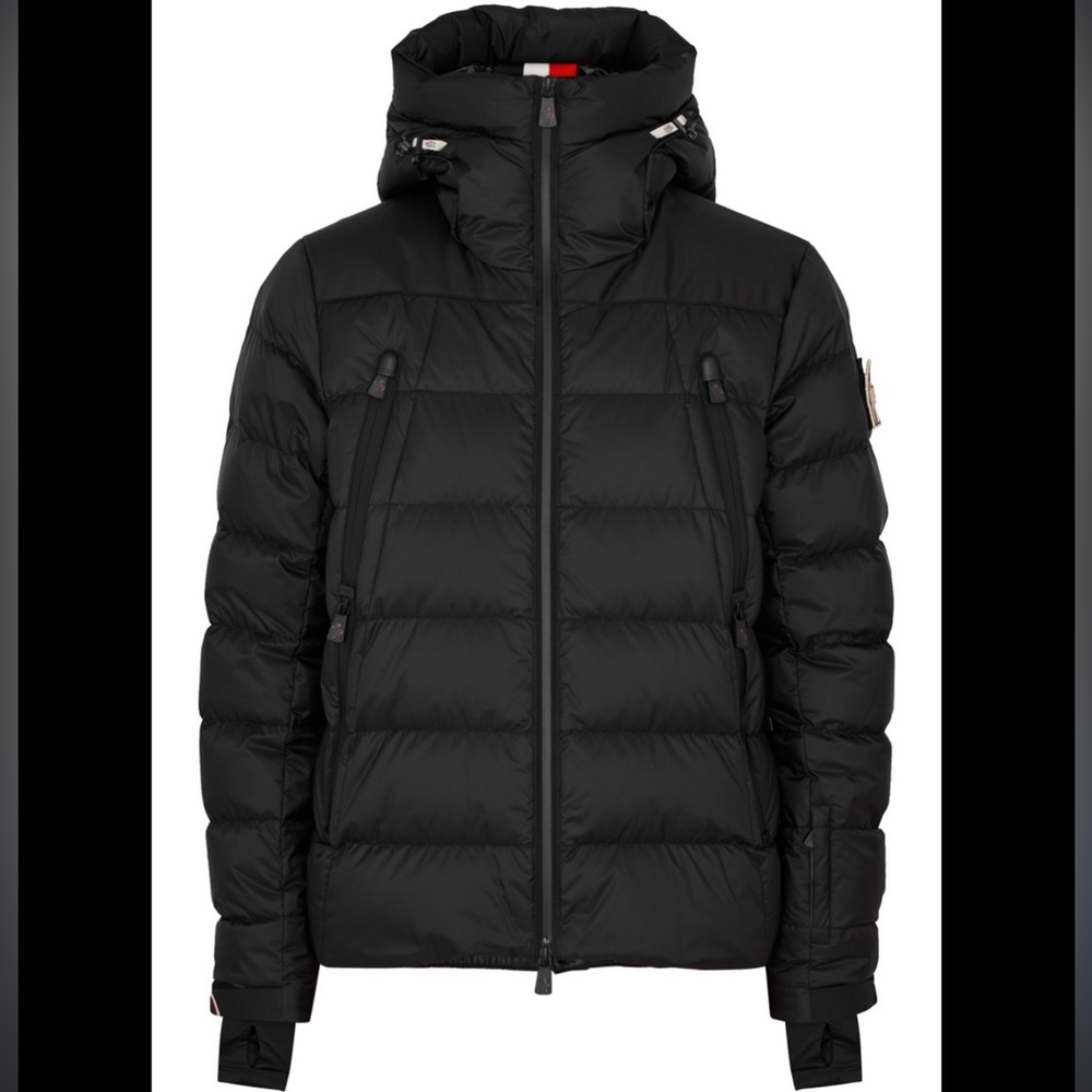 Moncler Black Hooded Puffer Jacket, Grenoble Camurac Quilted Shell Down Jacket